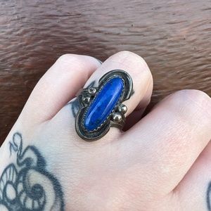 Vintage Navajo Lapis Ring (Engraved)